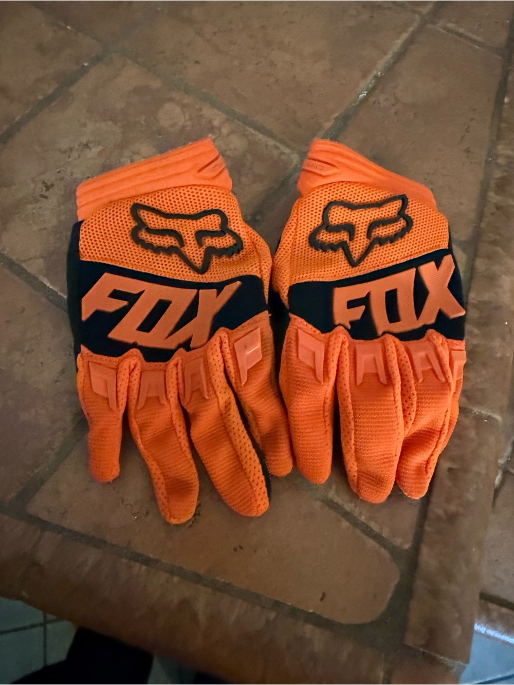Fox Kids Orange and Black Motocross Gloves